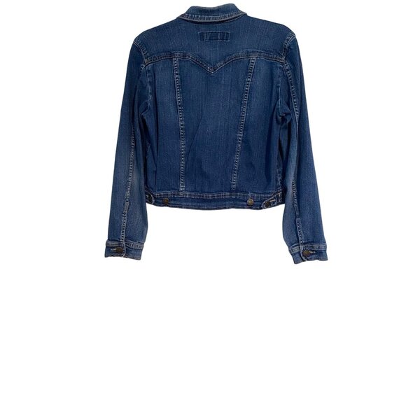 Rafaella Womens Denim Jacket Size 12 Stretch Button-Up Y2K Casual Cowgirl Grunge - Picture 2 of 11